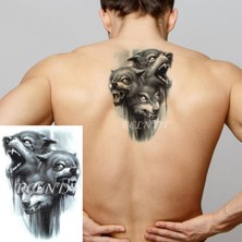 Hediye Vakti Unisex 3 Başlı Kurt Geçici Dövme