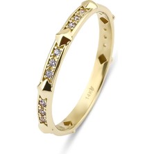 Kairos Jewelry 14 Ayar Altın Taşlı Piramit Tamtur Yüzük KRS125-14GR