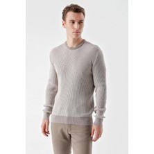 Akçaylar Slimfit Bisiklet Yaka Örgü Desenli Pamuklu Erkek Triko Kazak