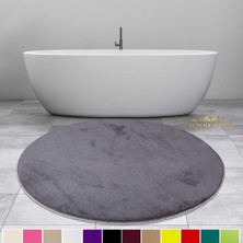 Bonny Home Elite Antrasit 100X100 cm Yuvarlak Peluş Banyo Paspası Kaymaz Taban Pufidik Banyo Halısı