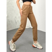 Ozy Fashion Kadın Kışlık Kalın Içi Polarlı Yüksek Bel Paçası Lastikli Basic Jogger Eşofman Altı E2701