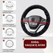 Techmaster Araç Oto Desenli Geçmeli Kokusuz Direksiyon Kılıfı Kahve Açık Sc8