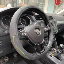 Techmaster Araç Oto Suv Deri Geçmeli Kokusuz Direksiyon Kılıfı Yeşil SC11