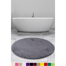 Bonny Home Elite Antrasit 120X120 cm Yuvarlak Peluş Banyo Paspası Kaymaz Taban Pufidik Banyo Halısı