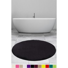 Bonny Home Elite Siyah 100X100 cm Yuvarlak Peluş Banyo Halısı Kaymaz Pofuduk Banyo Paspası