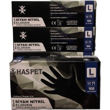 Haspet Siyah Nitril Eldiven 100'LÜ Large (5 Paket)