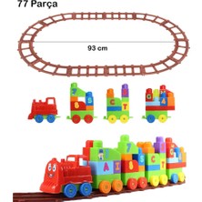 Toru Toys Play Blox Oyuncak Tren Seti 77 Parça Sayılar ve Alfabe Treni Parlak Renkler Mega Blok Seti