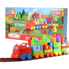 Toru Toys Play Blox Oyuncak Tren Seti 77 Parça Sayılar ve Alfabe Treni Parlak Renkler Mega Blok Seti