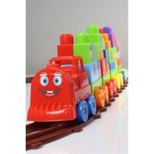 Toru Toys Play Blox Oyuncak Tren Seti 77 Parça Sayılar ve Alfabe Treni Parlak Renkler Mega Blok Seti