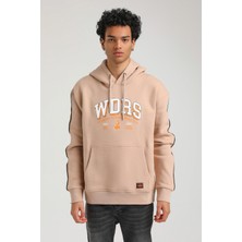 New World Polo Kapüşonlu Bej Slim Fit Hoodie 23FWM64060