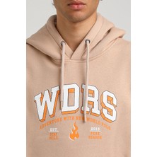New World Polo Kapüşonlu Bej Slim Fit Hoodie 23FWM64060