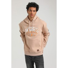 New World Polo Kapüşonlu Bej Slim Fit Hoodie 23FWM64060