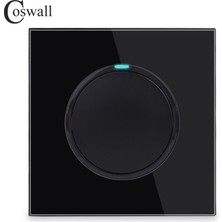 Sourcingasia Coswall 1 Gang 1 Yollu Rastgele Tıklama Açık/kapalı Duvar Işık Anahtarı LED Göstergesi ile Şövalye Siyah Kristal Temperli Cam Panel (Yurt Dışından)