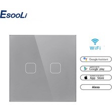 Sourcingasia Esooli Ab Standardı Google Home Alexa Ses Kontrolü 1/2 Gang Dokunmatik Anahtarı Tuya Smartlife Wifi App Kontrol Işık Anahtarı (Yurt Dışından)