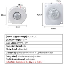 Sourcingasia Pır Hareket Sensörlü Işık Anahtarı Dc 5 V-24 V Ir Otomatik Hareket Kızılötesi Insan Vücudu Sensör Anahtarı Dolap Mutfak Banyo (Yurt Dışından)