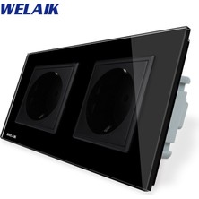 Sourcingasia Welaık Cam-Panel Duvar-Priz-Duvar Prizi-Siyah-Avrupa Standardı-Güç-Priz AC110~250V A28E8EB (Yurt Dışından)