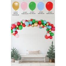 Pekshop Yılbaşı Balonları 102 Parça Yılbaşı Balon Zinciri Yılbaşı Renkleri Balon Paketi