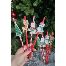 Pekshop Noel Baba Kardan Adam Süslü Yılbaşı Pipetleri 12LI Paket