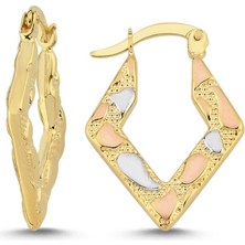 14 Ayar Üç Renkli Altın Küpe