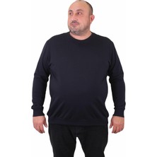 Moc Grande Mocgrande Büyük Beden Sıfır Yaka Classic Sweat 23216 Lacıvert