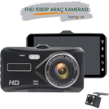 Hangast HC-005 1296P 4" IPS Dokunmatik Ekran Araç Içi Çift Kamera Gece Görüşlü Ön ve Arka Araç Kamera.