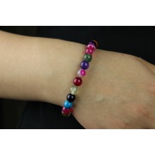 Renkli Akik Taşı Doğal Taş Bileklik – 8 mm