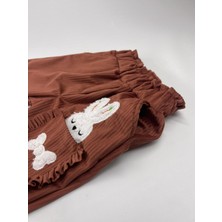 Canix Kids Kız Çocuk Fırfırlı Tavşanlı Kadife Pantolon