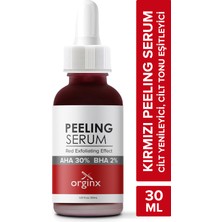 Orginx Canlandırıcı & Cilt Tonu Eşitleyici Yüz Kırmızı Peeling Serum 30 ml (Aha 10% + Bha 2%)