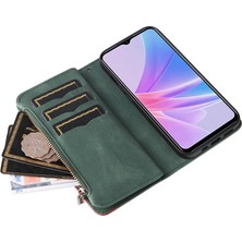 Gangxun Durumda Oppo A78 5g Dokuz Kart Yuvalı Zip Cüzdan Suni Deri Manyetik Kapatma Telefon Kılıfı (Yurt Dışından)