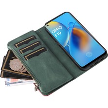 Gangxun Durumda Oppo F19/A74 4g Dokuz Kart Yuvalı Zip Cüzdan Suni Deri Manyetik Kapatma Telefon Kılıfı (Yurt Dışından)