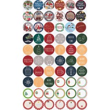 Kt Grup Yeni Yıl Yılbaşı Yuvarlak Etiketler 70 Farklı Figür 4 cm Kendinden Yapışkanlı Mega Etiket Seti