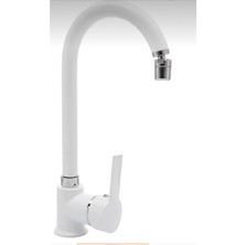 Bdl Armatür Beyaz Krom Oynar Başlıklı Mutfak Eviye Bataryası Musluğu