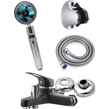 Bdl Armatür Siyah Banyo Bataryası Duş Başlığı Hortumu ve Mafsalı Set