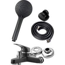 Bdl Armatür Siyah Duş Banyo Duş Bataryası Alo Duş Başlığı Hortum ve Mafsal Seti