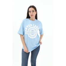 Marissa Butik Bisiklet Yaka Denver Leagune Baskılı T-Shirt - Mavi