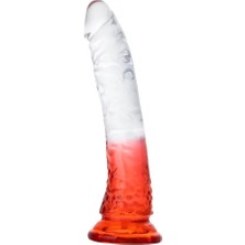 Love Glow Raınbow Clear Ultra Yumuşak Dokulu Testissiz Realistik Jel Penis - Kırmızı