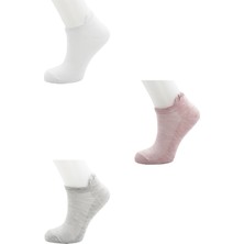 Kardeşler Çorap Kadın Çok Renkli Happy Yazılı Taş Işlemeli Pamuklu Patik Çorap 3'lu Paket