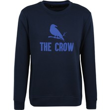 The Crow Bisiklet Yaka Lacivert Erkek Sweatshırt TC1905BASKILI Tshırt
