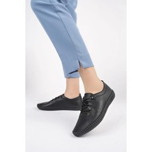 Hakiki Deri Siyah Kadın Deri Casual Ayakkabı Dp62-8001