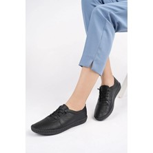 Hakiki Deri Siyah Kadın Deri Casual Ayakkabı Dp62-8001