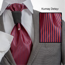 Exve Exclusive Kırmızı Lacivert Elegant Jakar Dokuma Damatlık & Özel Geceler Için Lüks Tuxedo Taşlı Kravat AG0105