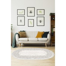 Dekoreko Dijital Salon Halısı Yıldız Deri Kaymaz Taban Saçaklı Oval Modern Rana Yeşil