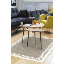 Dekoreko Dijital Salon Halısı Star Pamuk Kaymaz Taban Modern Krystalyn Bej