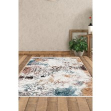 Dekoreko Dijital Salon Halısı Trend Keçe Kaymaz Taban Modern Fern Renkli