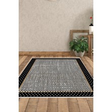 Dekoreko Dijital Salon Halısı Star Pamuk Kaymaz Taban Modern Stormy Siyah