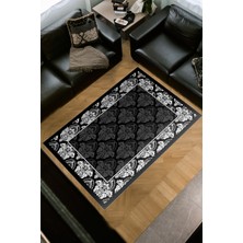 Dekoreko Dijital Salon Halısı Trend Keçe Kaymaz Taban Modern Yolanda Siyah