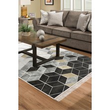 Dekoreko Dijital Salon Halısı Star Pamuk Kaymaz Taban Saçaklı Iskandinav Stephania Krem