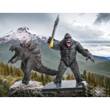 Elifeshop Godzilla Vs. Kong Giant Godzilla & King Kong 2li Aksiyon Karakter Figür Oyuncak Seti Ejderha & Goril