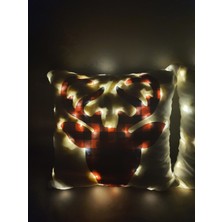 Madebyalm LED Işıklı Yastık Içi Dolgulu Kırent Yılbaşı Konsept Geyik Figürü