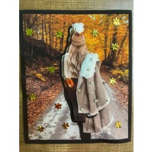 Gönülden Tasarım 23X18 cm 3 Boyutlu Taş Işleme Boncuk Işleme Kabartma Kadın Görsel Arma Aplike